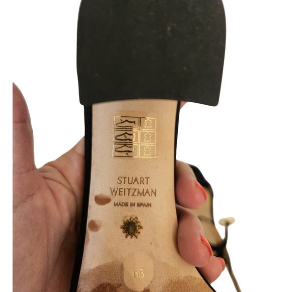 Stuart Weitzman Nudistcurve 35 Block Sandal Black 6B - Picture 6 of 6